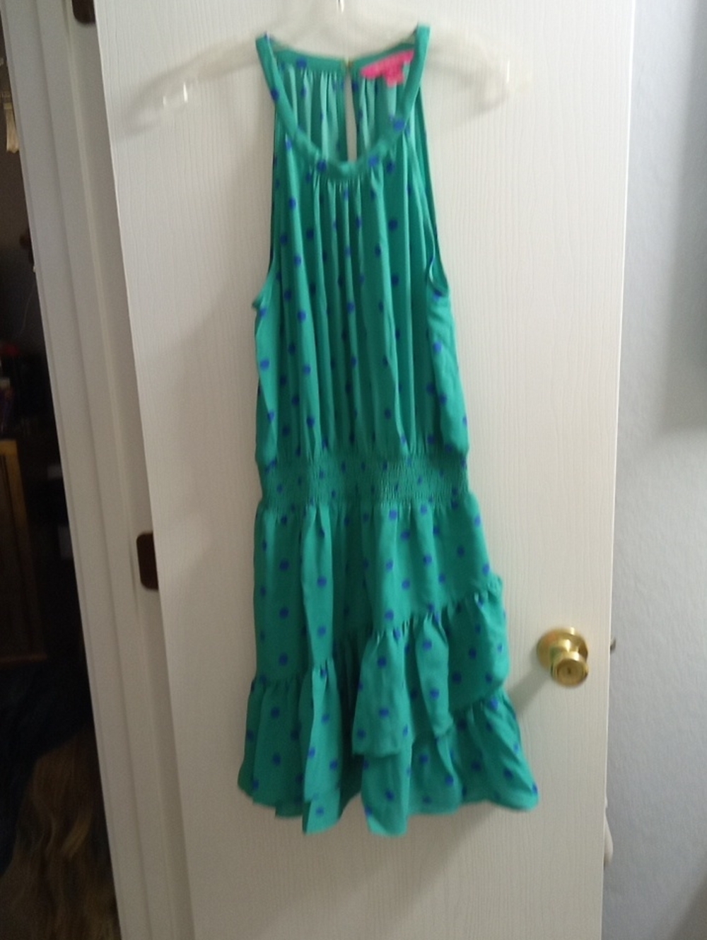 Lilly Pulitzer Teal Dress with Blue Polka Dots